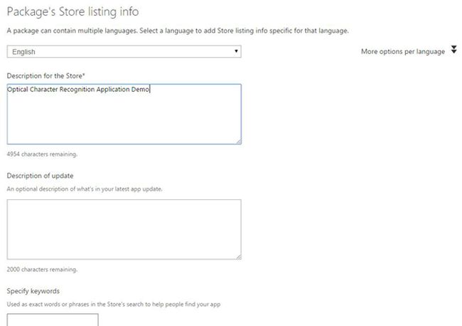 Package store list info